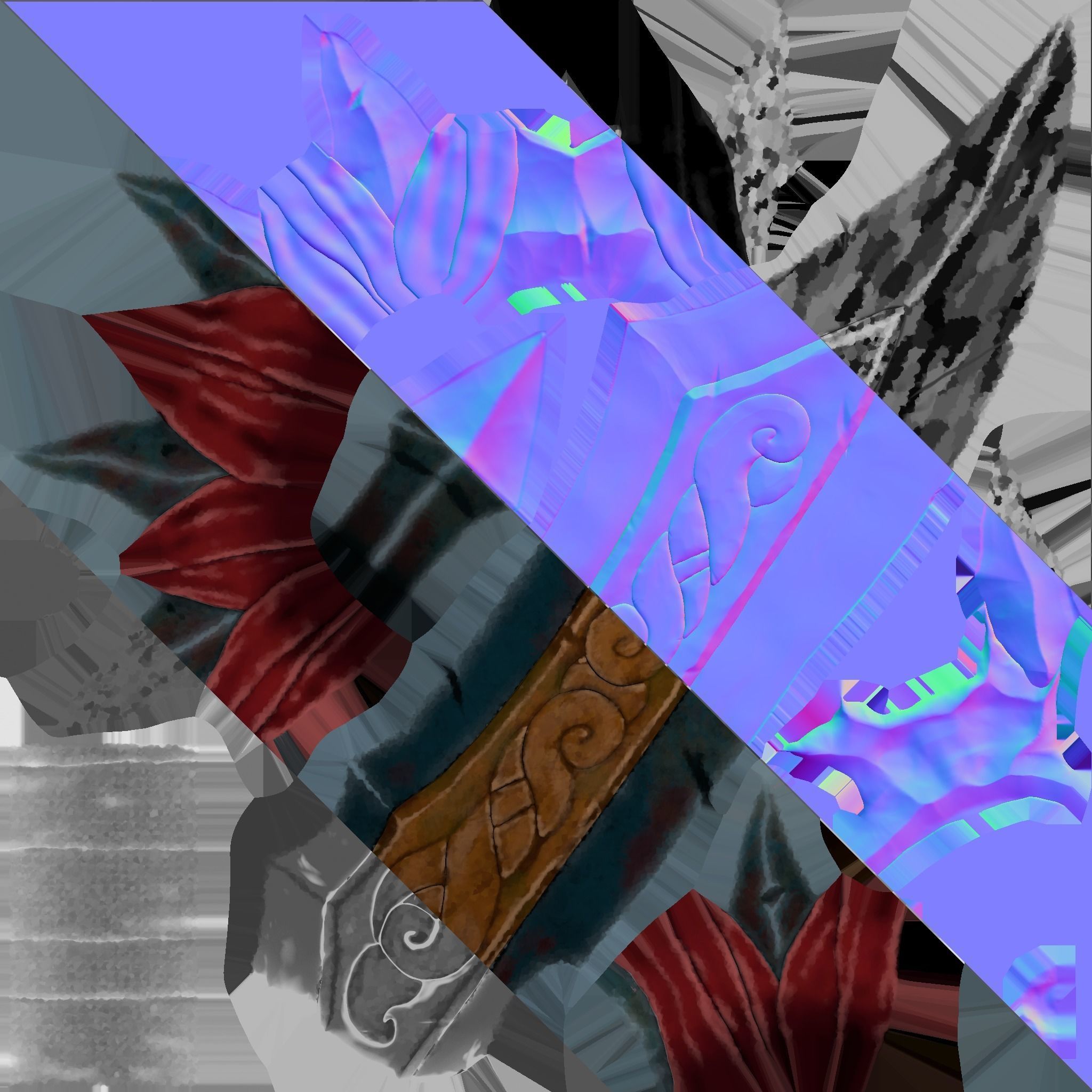 Stylized goblin dagger game ready PBR low-poly Free low-poly 3D model_21