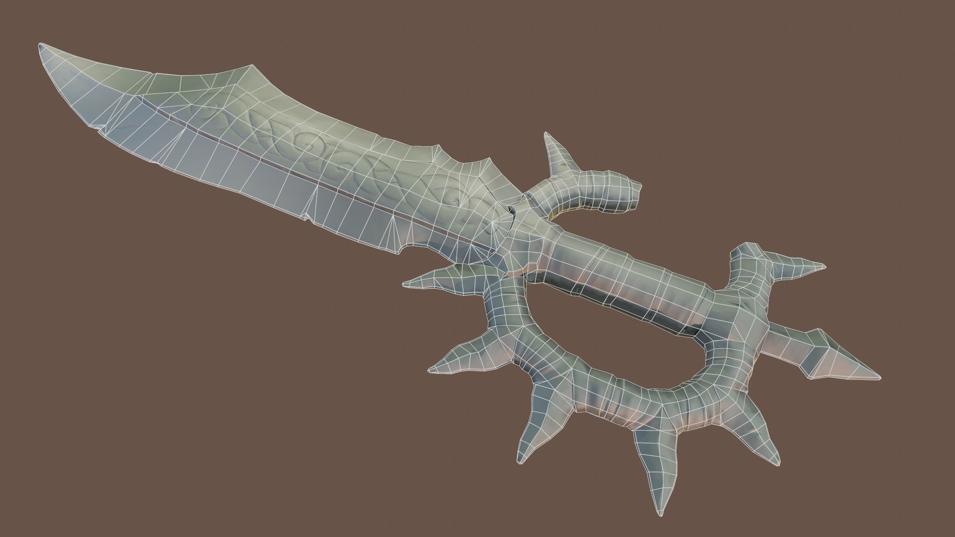 Stylized goblin dagger game ready PBR low-poly Free low-poly 3D model_13