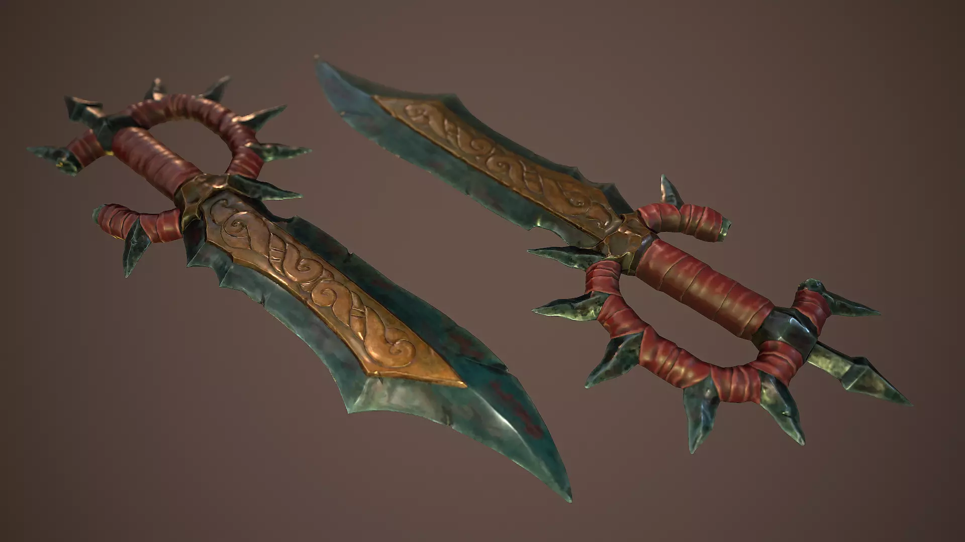 Stylized goblin dagger game ready PBR low-poly Free low-poly 3D model_0