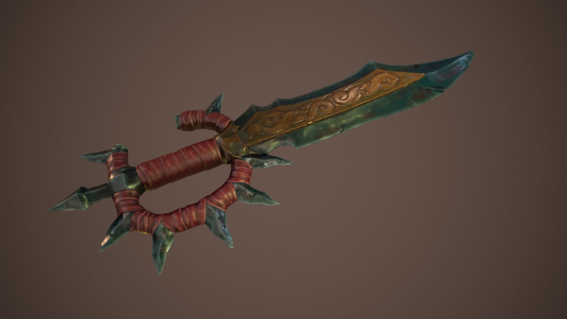 Stylized goblin dagger game ready PBR low-poly Free low-poly 3D model_7