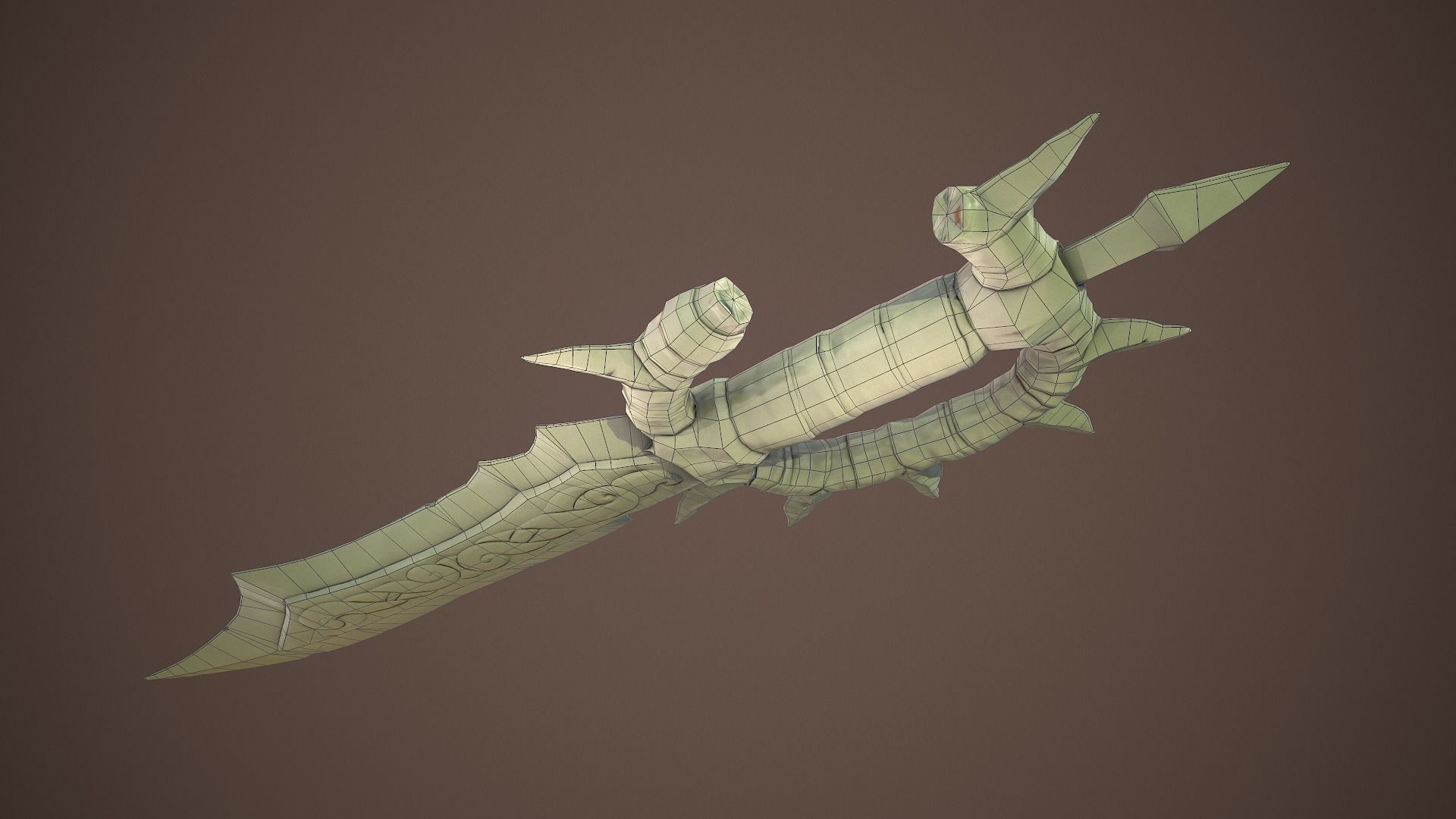 Stylized goblin dagger game ready PBR low-poly Free low-poly 3D model_18