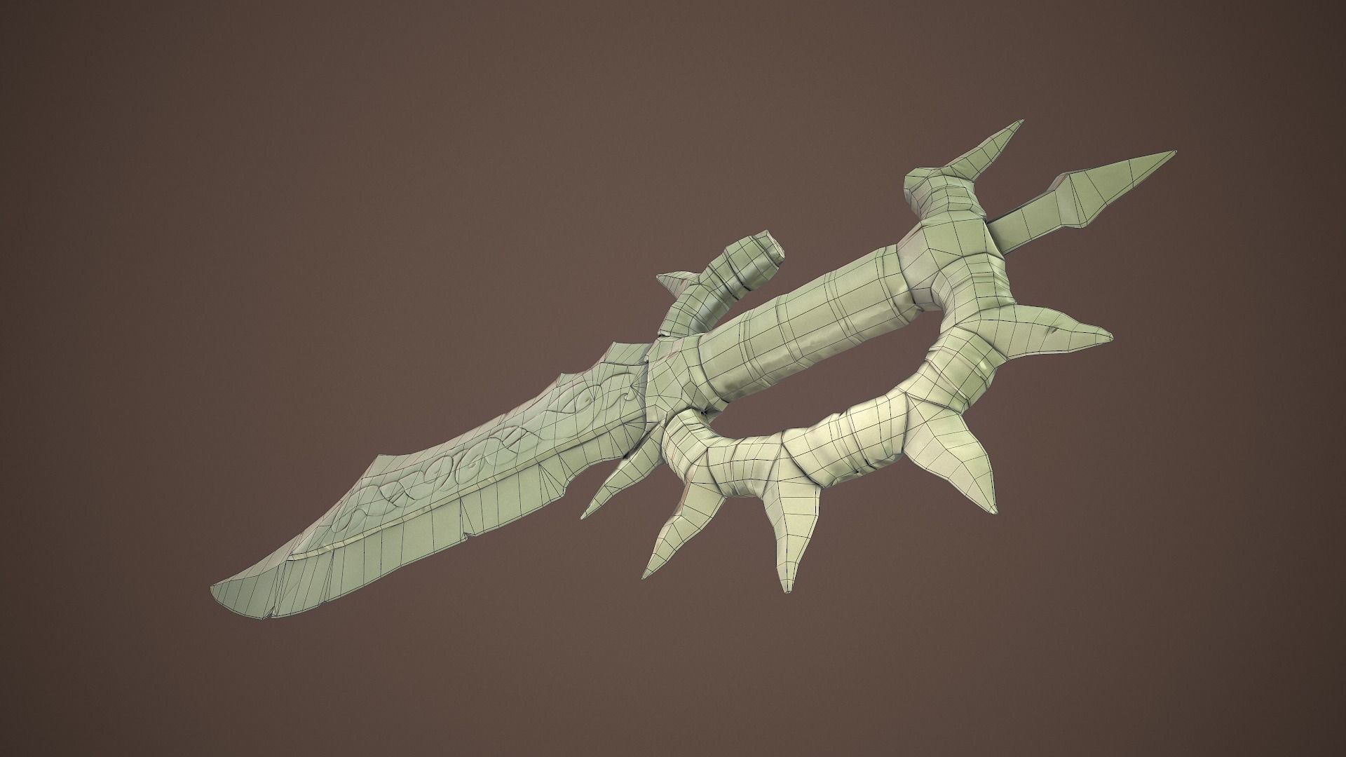 Stylized goblin dagger game ready PBR low-poly Free low-poly 3D model_16