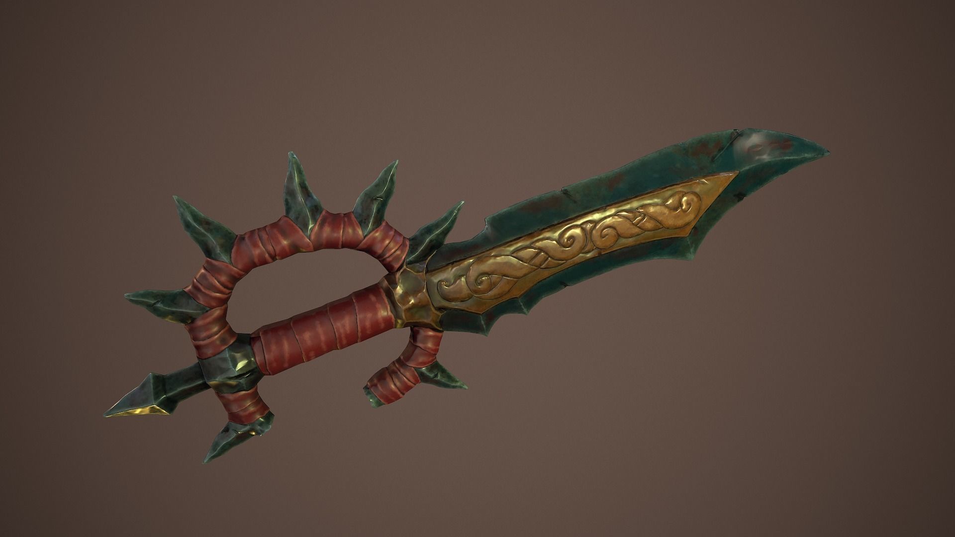 Stylized goblin dagger game ready PBR low-poly Free low-poly 3D model_8