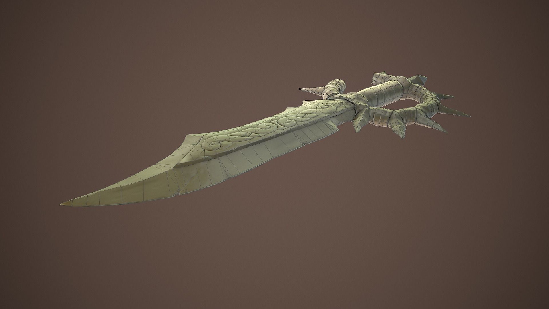 Stylized goblin dagger game ready PBR low-poly Free low-poly 3D model_14