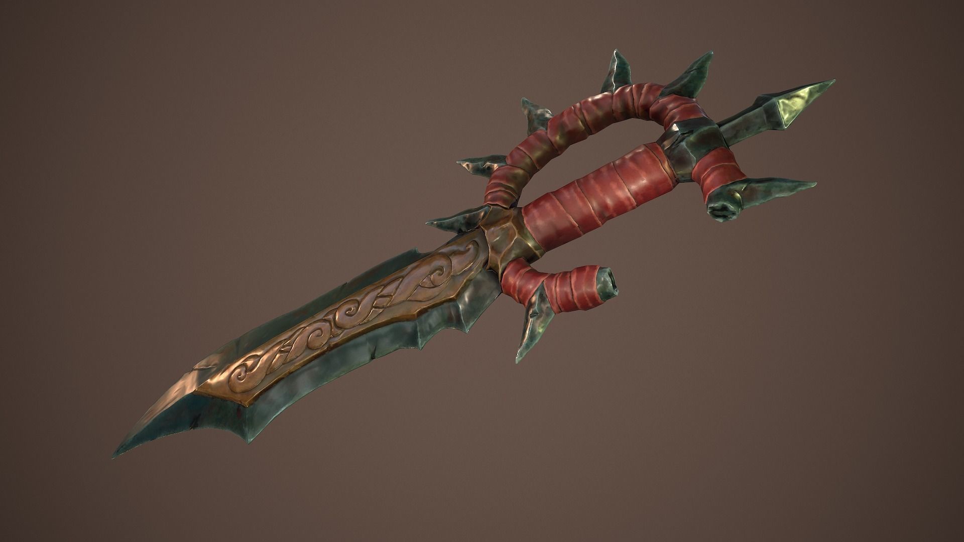 Stylized goblin dagger game ready PBR low-poly Free low-poly 3D model_6