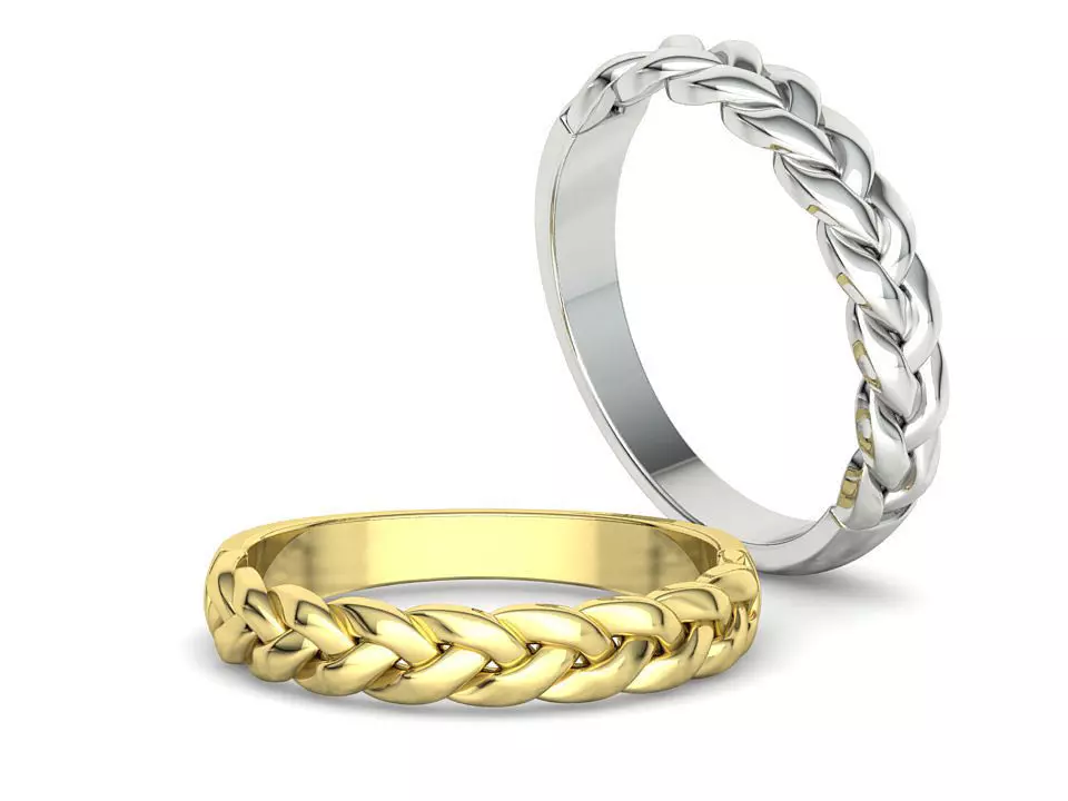 Braided Ring Half Rounded 4mm Wide Wedding Band ring 3dmodel 3D print model