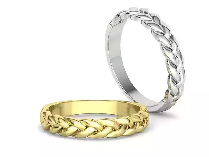 Braided Ring Half Rounded  4mm Wide Wedding Band ring  3dmodel 3D print model