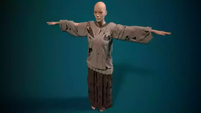 Torn sweater outfit 3D model