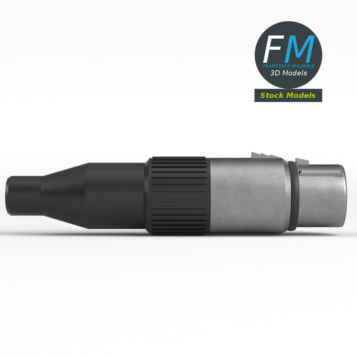 Female XLR audio connector 3D model_4