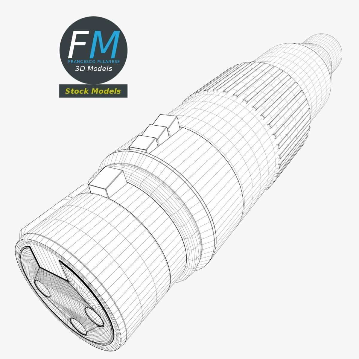 Female XLR audio connector 3D model_7
