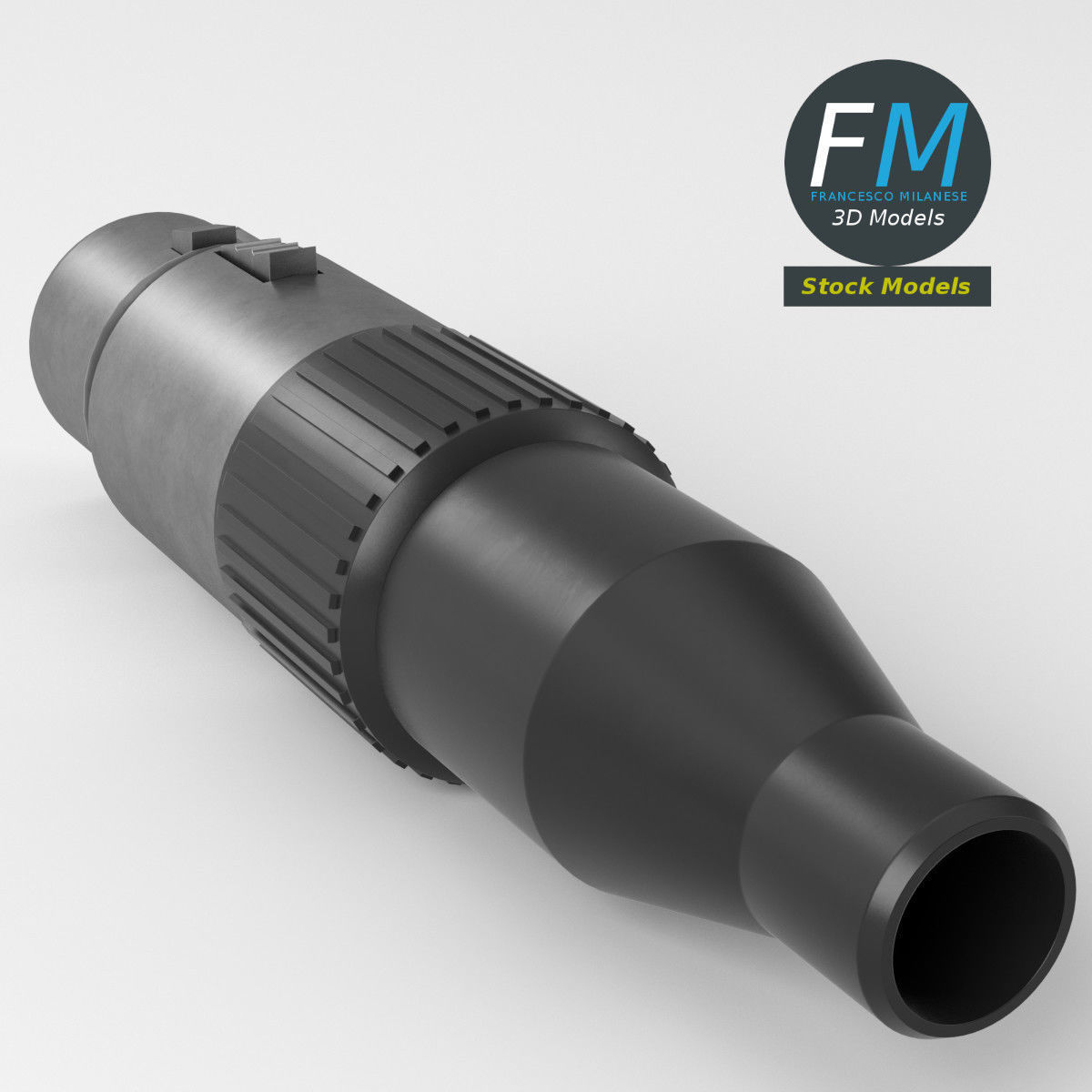 Female XLR audio connector 3D model_5
