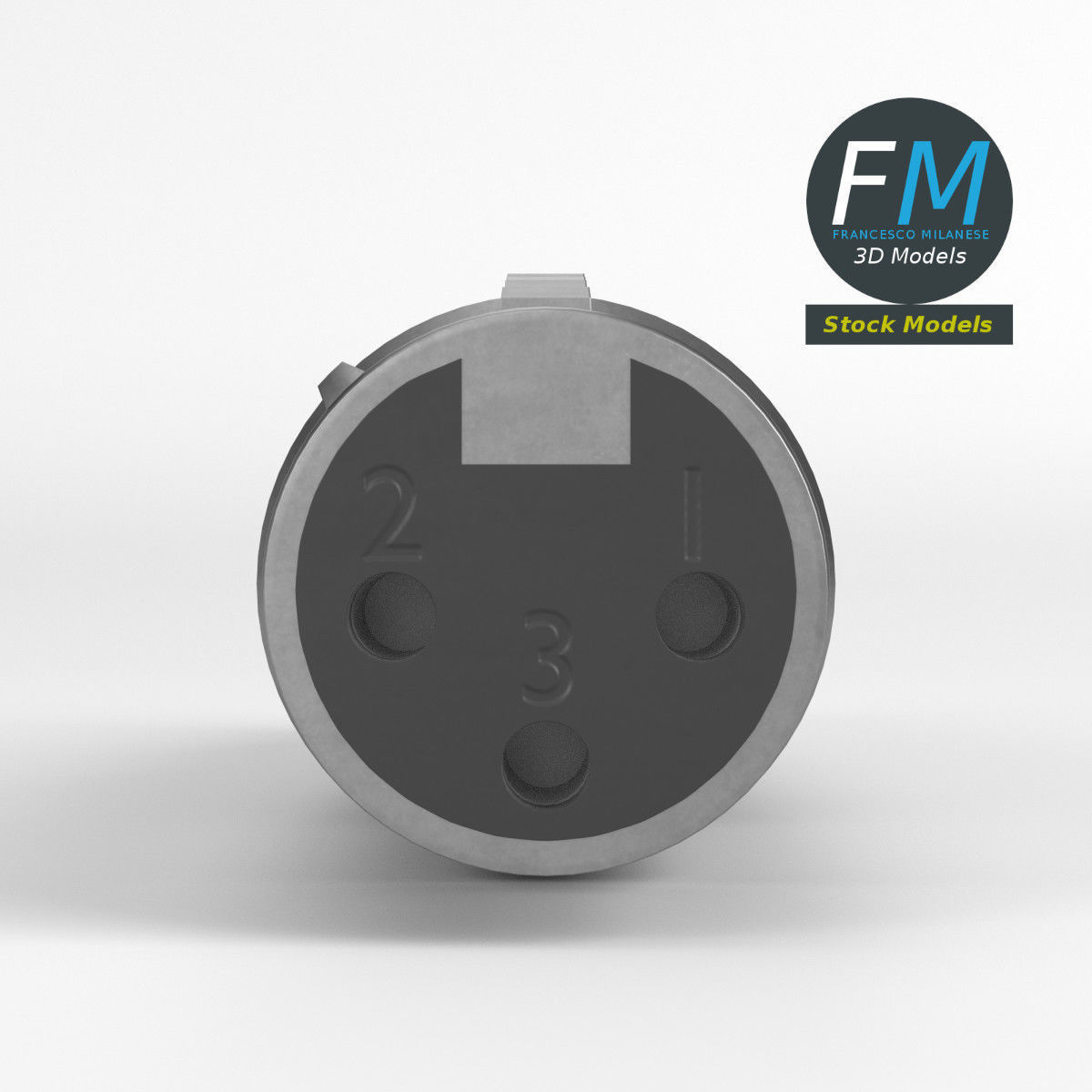 Female XLR audio connector 3D model_3