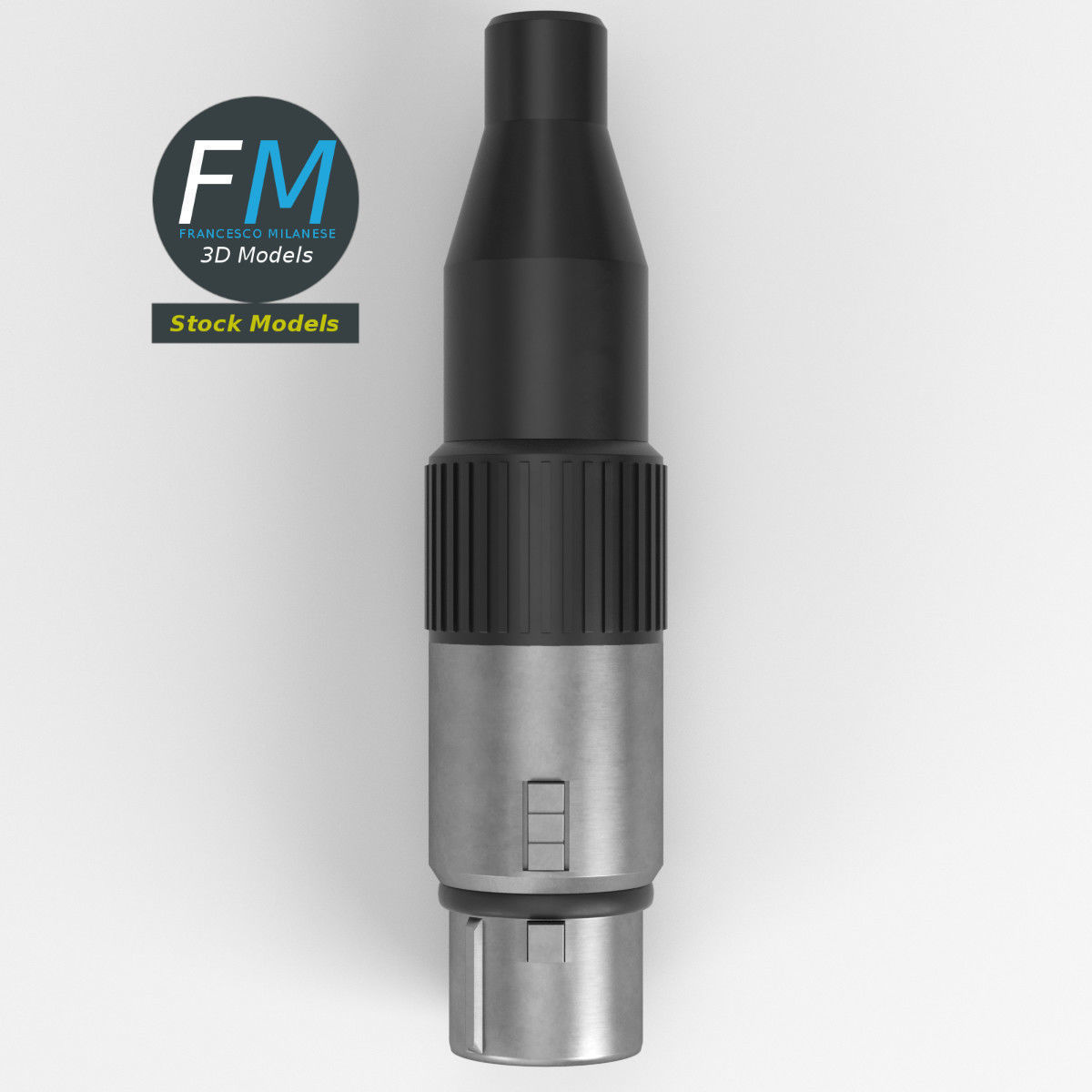 Female XLR audio connector 3D model_6