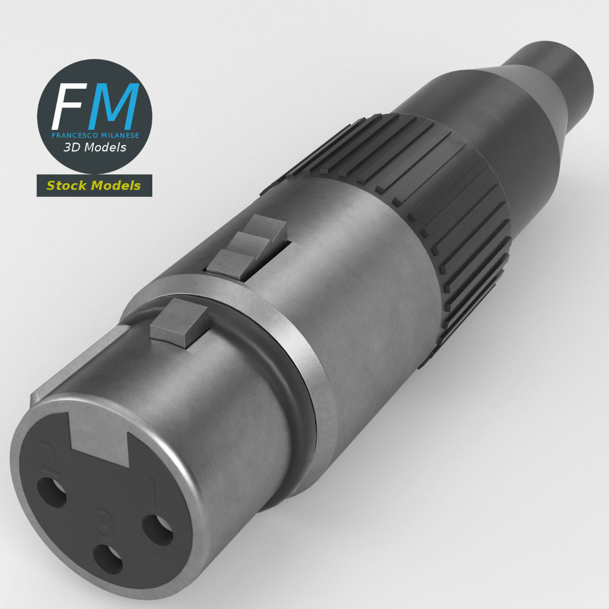 Female XLR audio connector 3D model_2