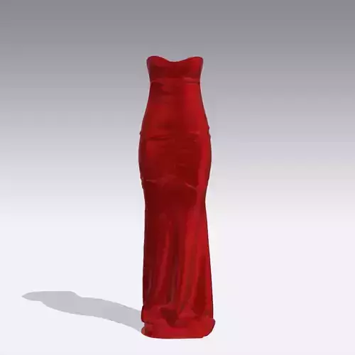 DRESS SATIN RED LONG ELASTIC LOOK