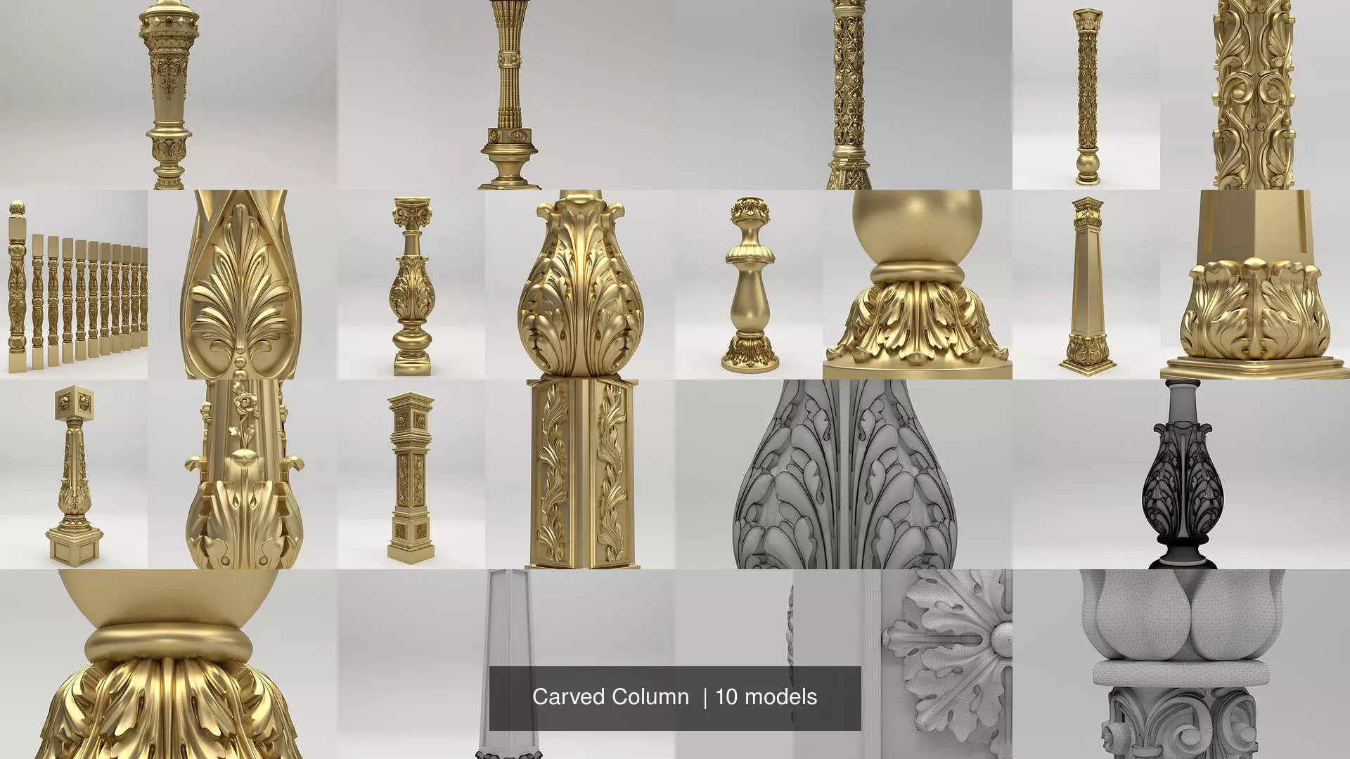 Carved Column 3D Model Collection_0