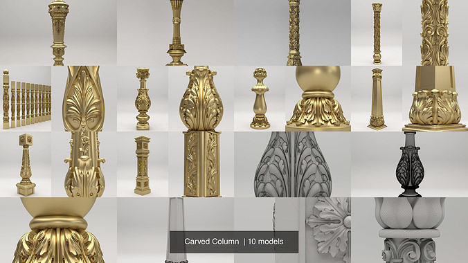 Carved Column  3D Model Collection