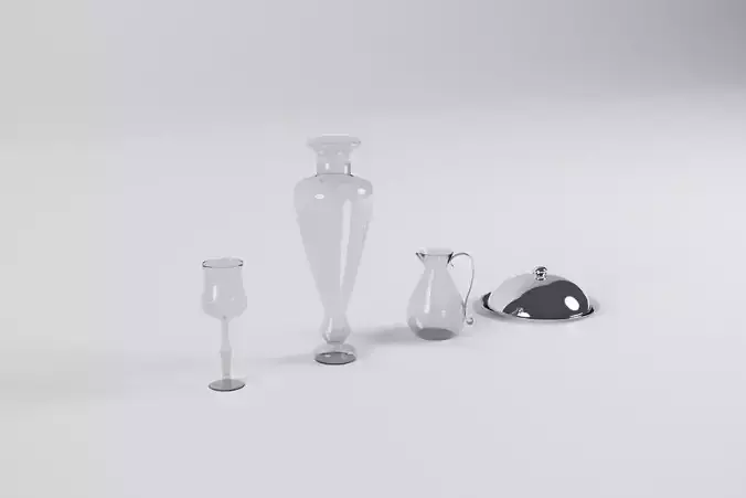 Glass tableware Low-poly 3D model