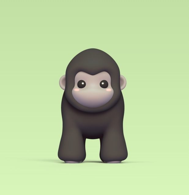 Cute Gorilla 3D print model_1