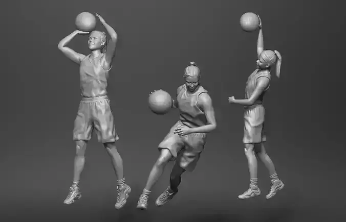 Female basketball girl statue 3D print model