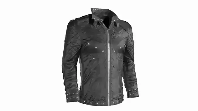 Jacket leather with studded detailing Low-poly 3D model