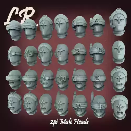 2pi Male Head Set 2 3D print model 2pi Male Head Set 2 3D print model