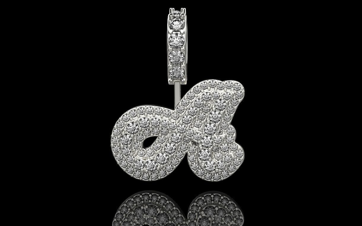 pendant letter A 3D print model_15