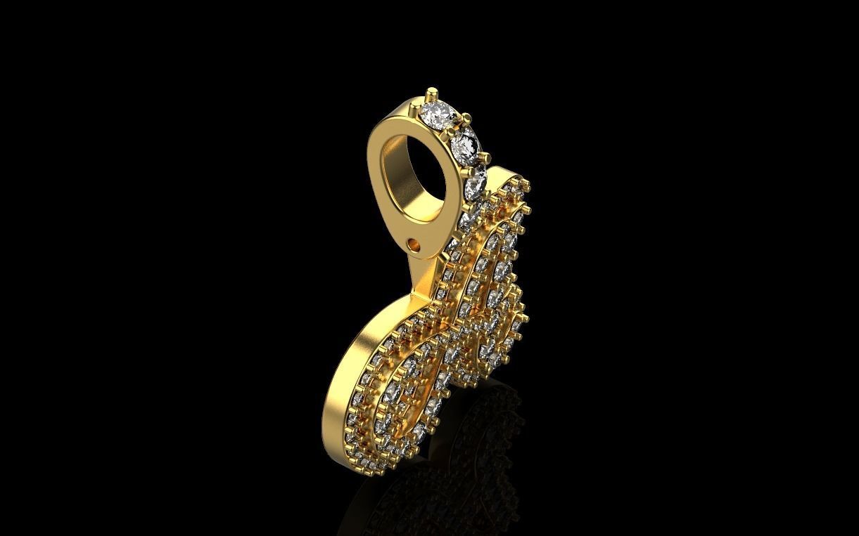 pendant letter A 3D print model_9