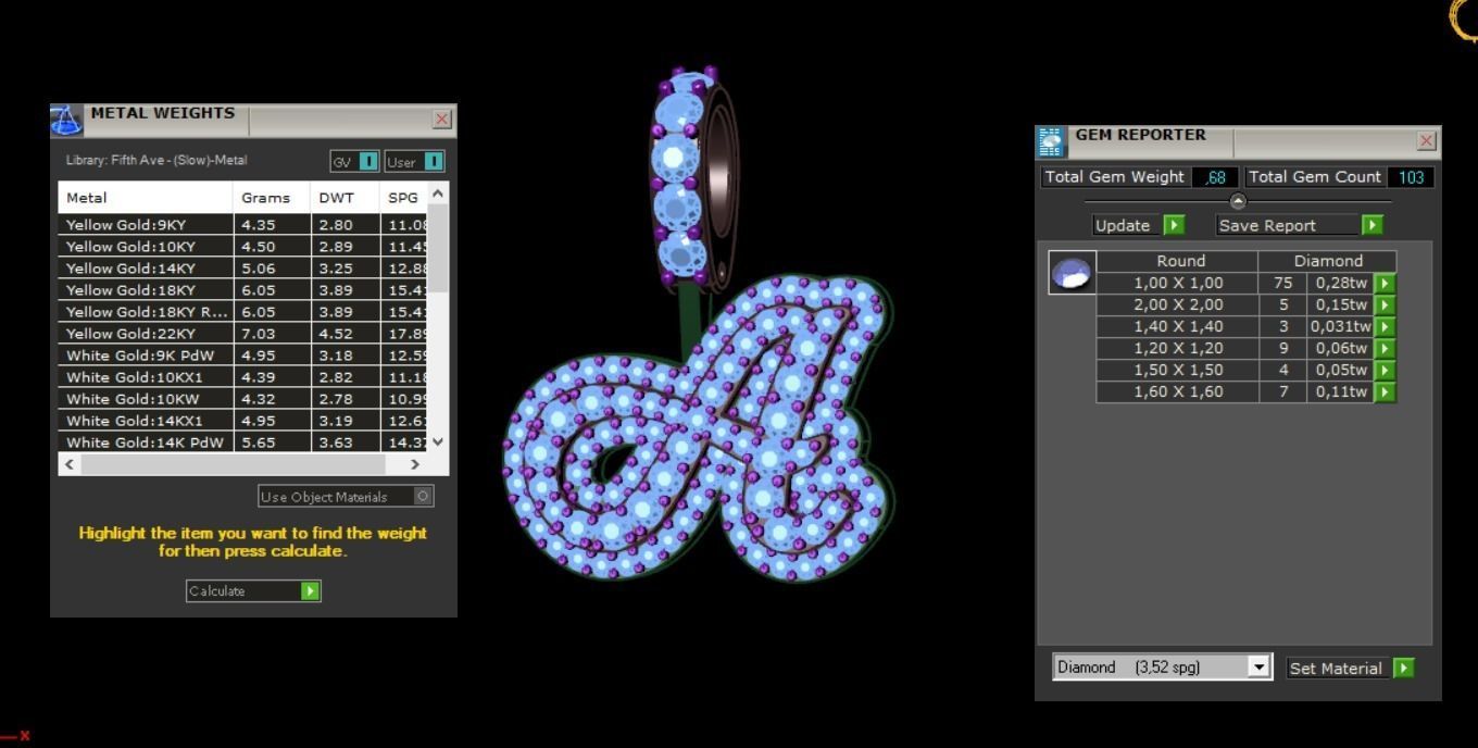 pendant letter A 3D print model_4