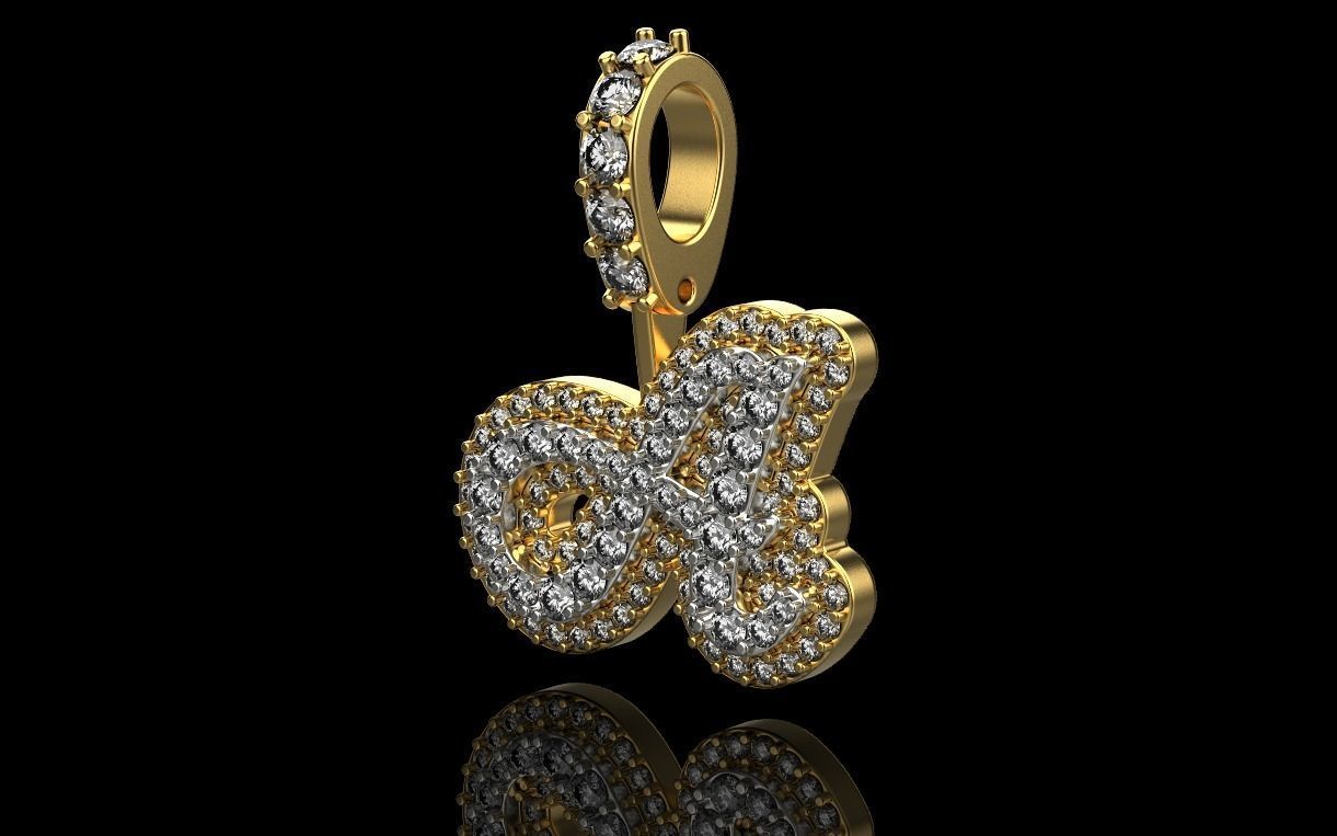 pendant letter A 3D print model_8