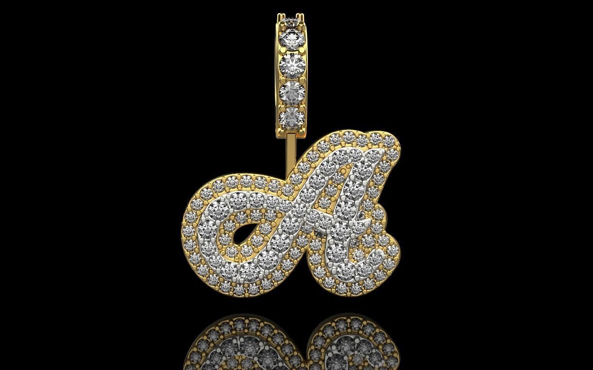 pendant letter A 3D print model_10