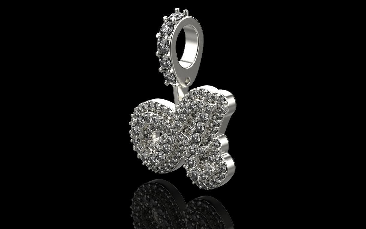 pendant letter A 3D print model_14