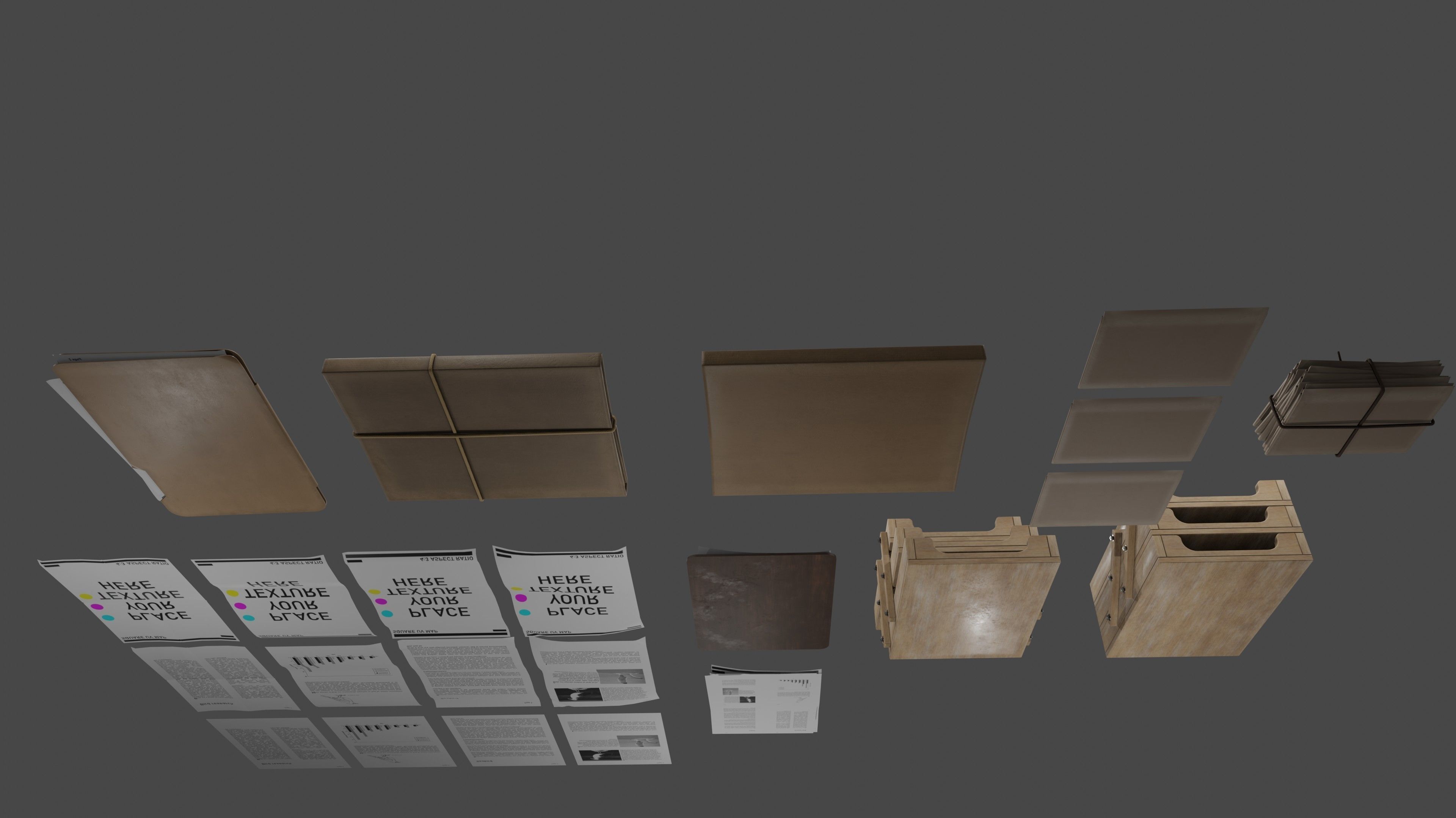 Stationery office pack Low-poly 3D model_4