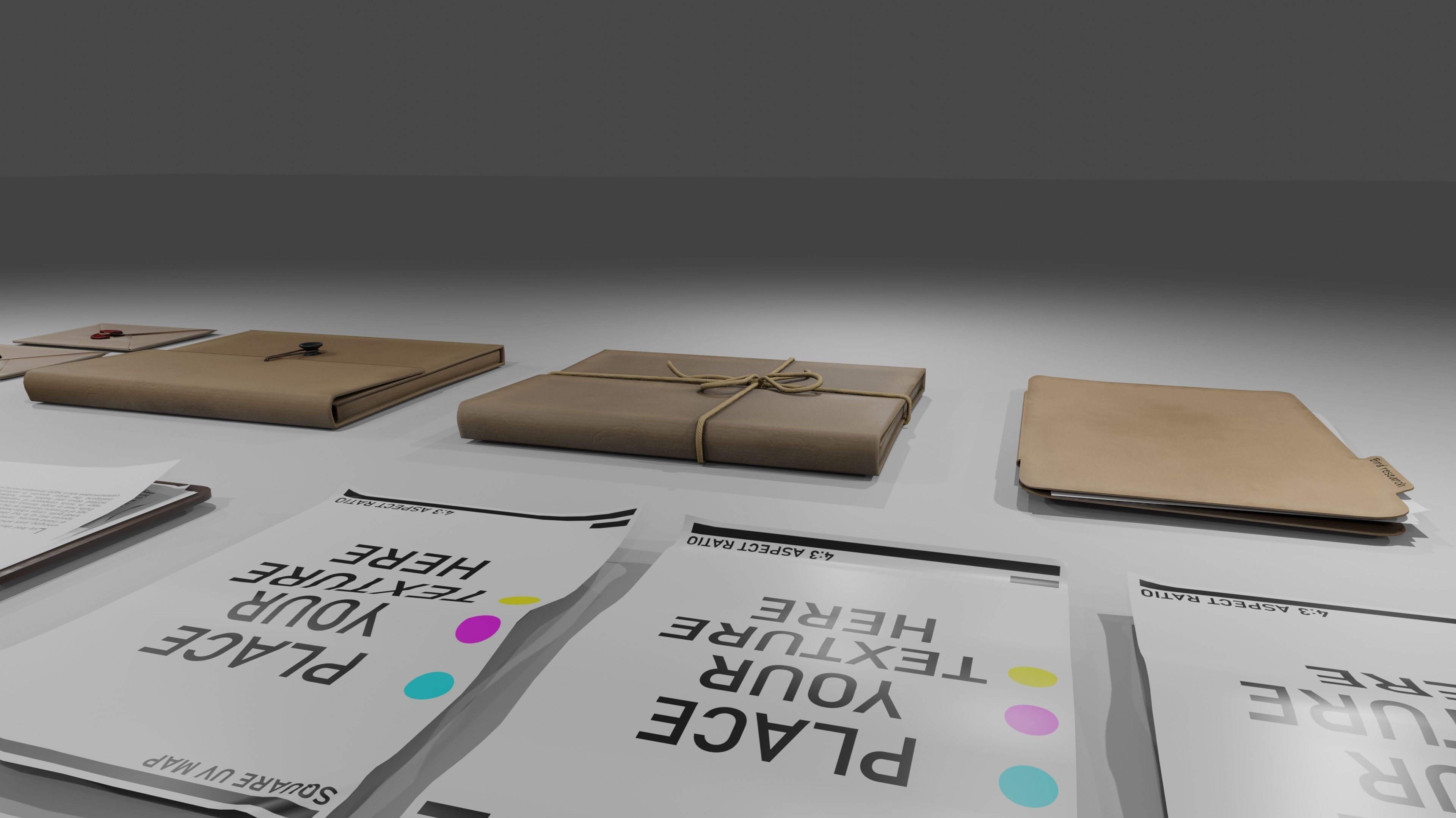 Stationery office pack Low-poly 3D model_11