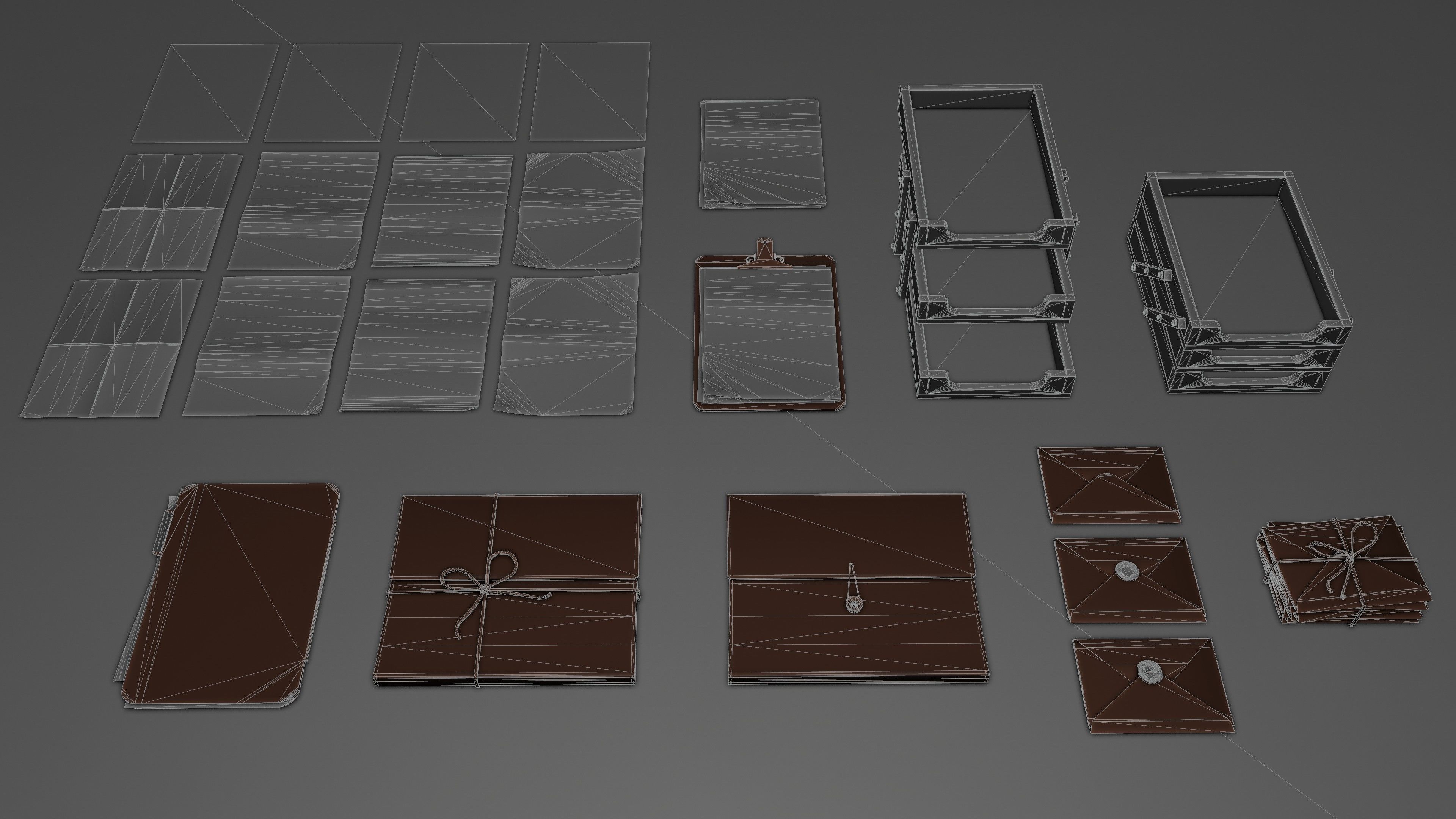 Stationery office pack Low-poly 3D model_23