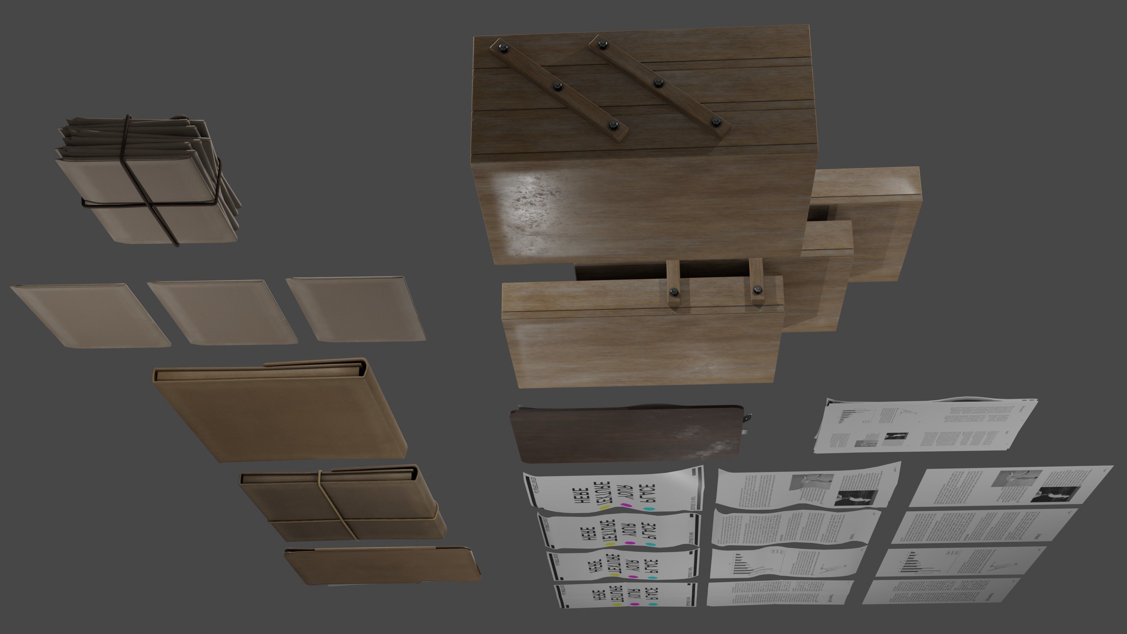 Stationery office pack Low-poly 3D model_5