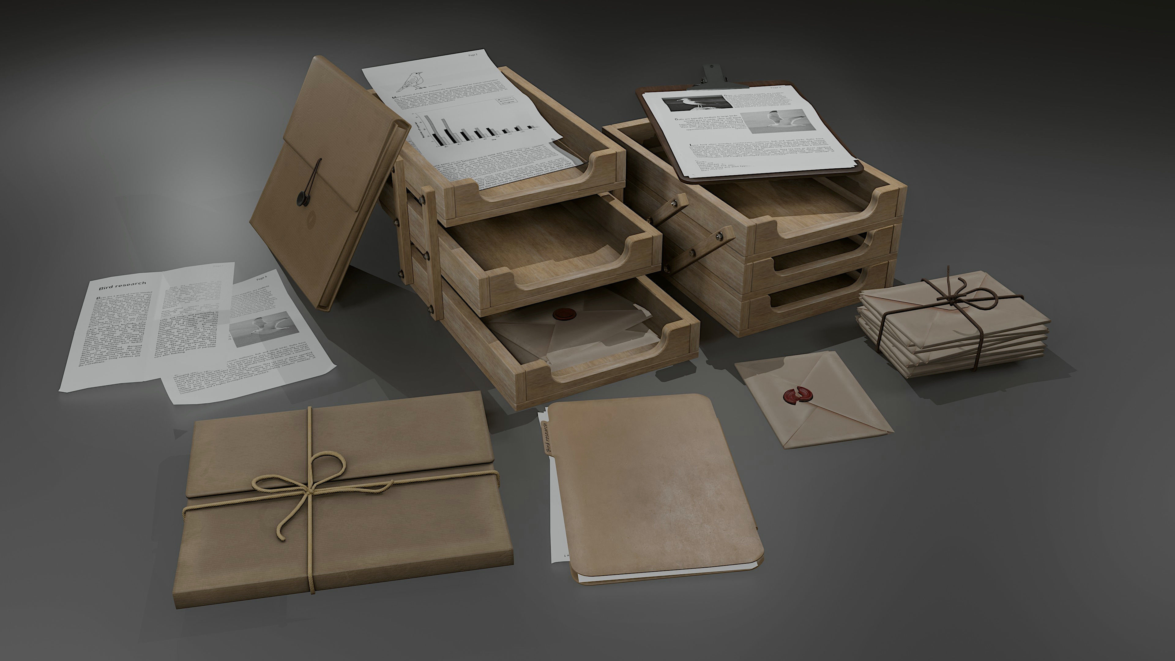 Stationery office pack Low-poly 3D model_6