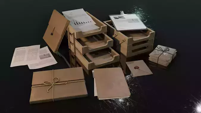 Stationery office pack Low-poly 3D model