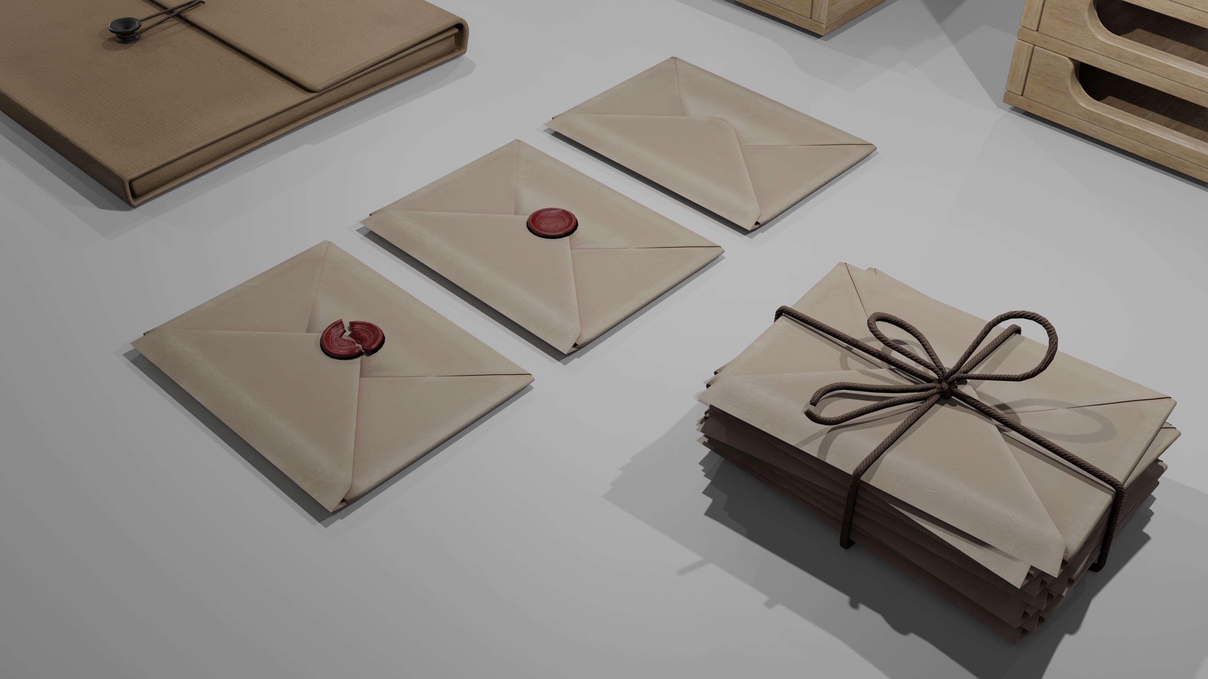 Stationery office pack Low-poly 3D model_7