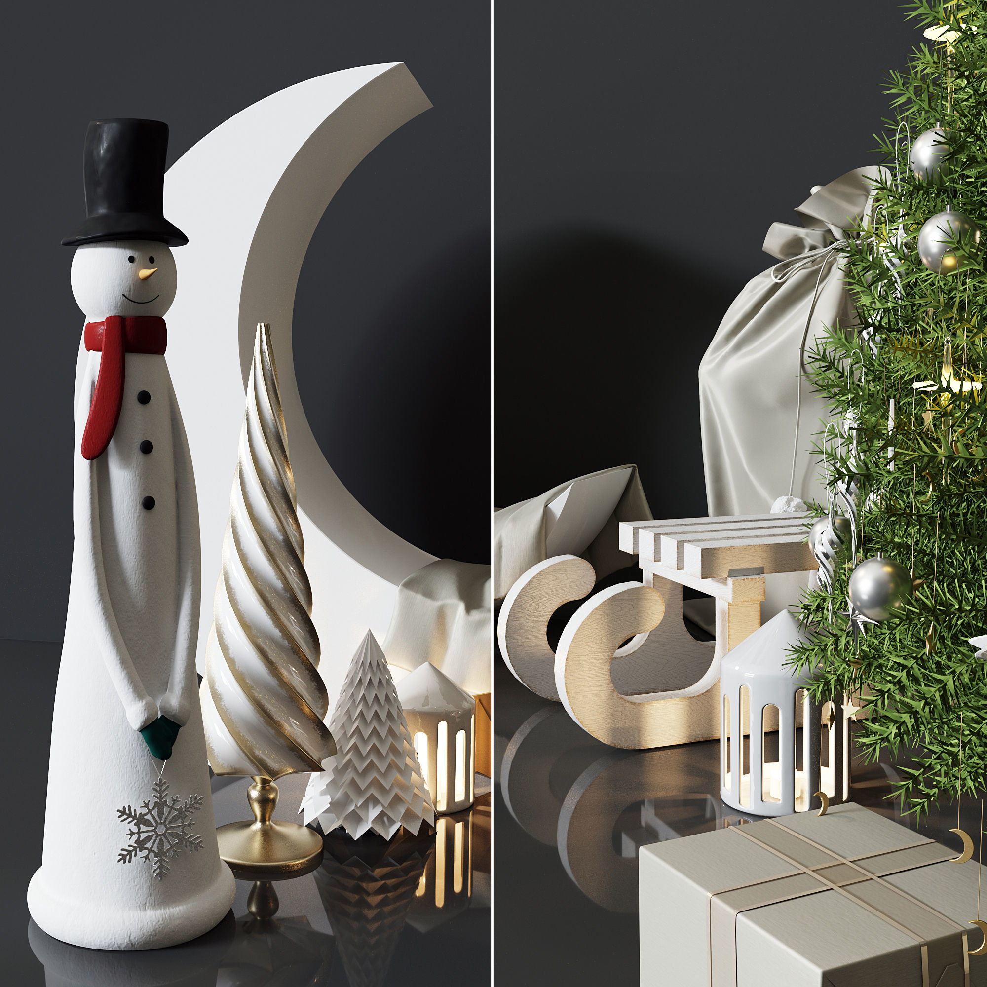 Christmas Decorative set sk 4 3D model_1