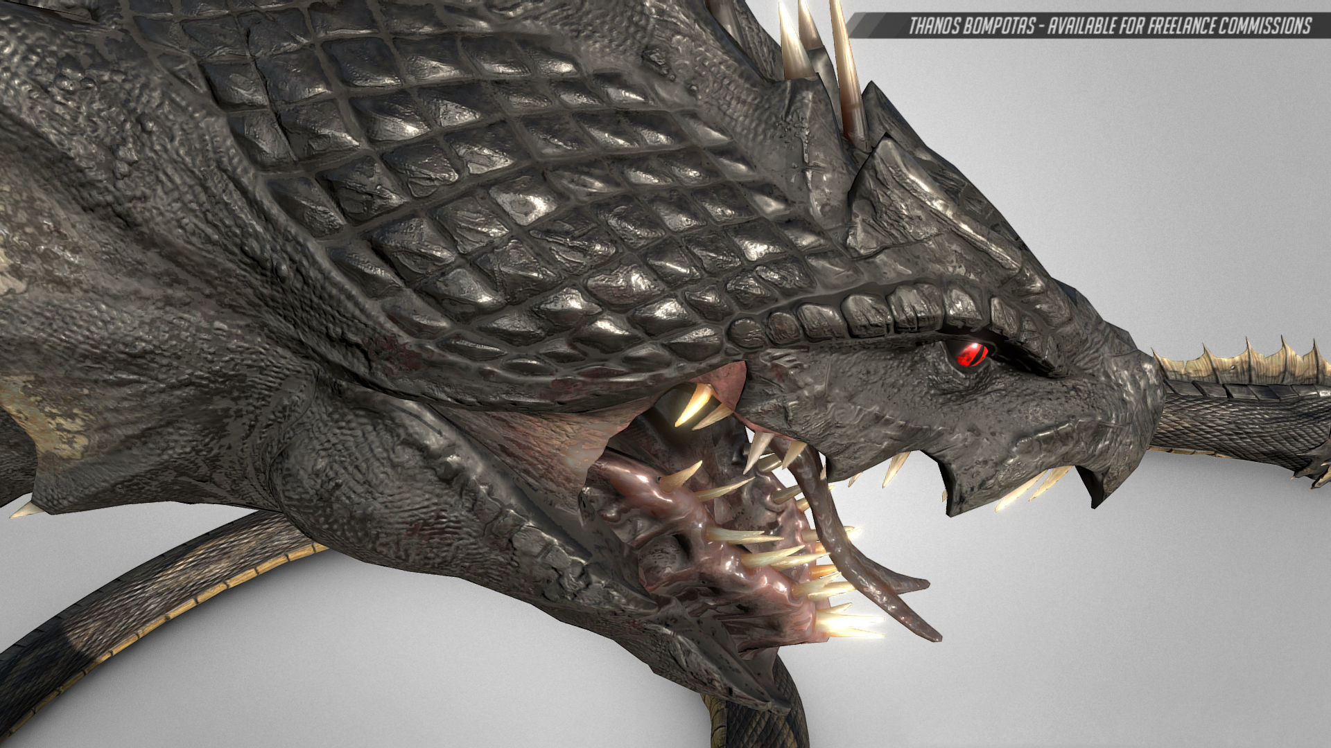 Snake dragon Low-poly 3D model_4