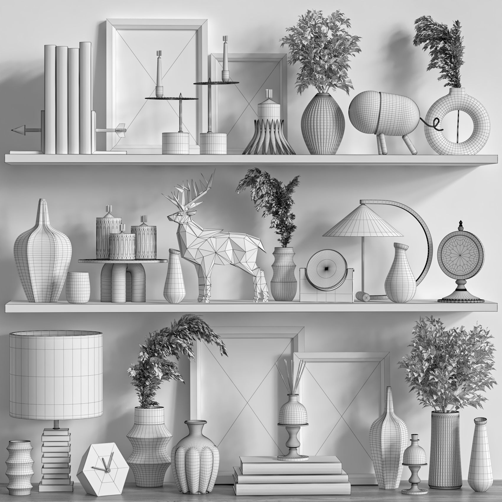 Decorative shelf 06 3D model_4