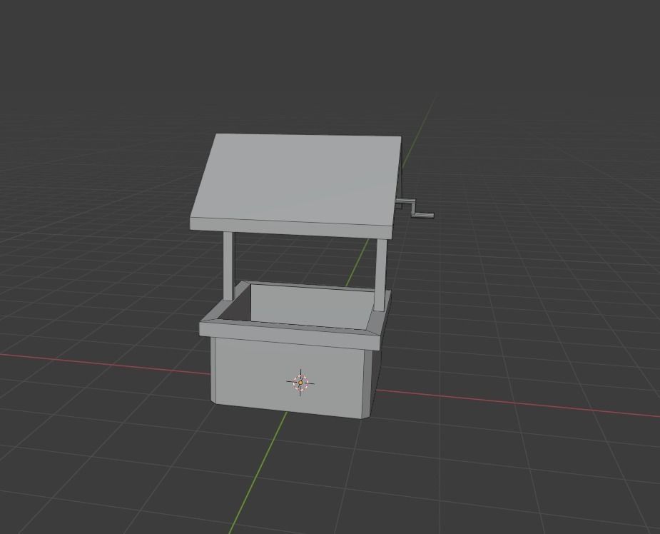 Low Poly WaterWell bird feeder with roof Low-poly 3D model_4