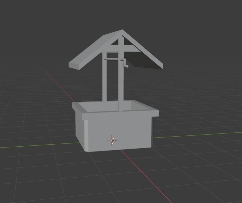 Low Poly WaterWell bird feeder with roof Low-poly 3D model_5