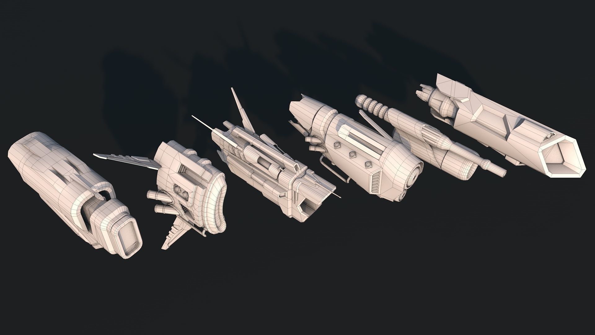 Mega Spacecraft Modular Pack Low-poly 3D model_25