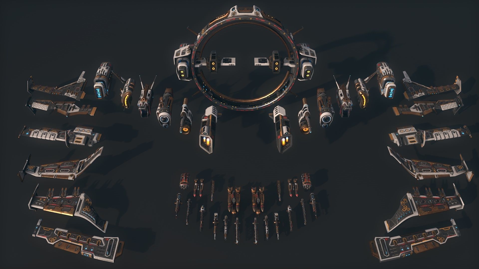 Mega Spacecraft Modular Pack Low-poly 3D model_18