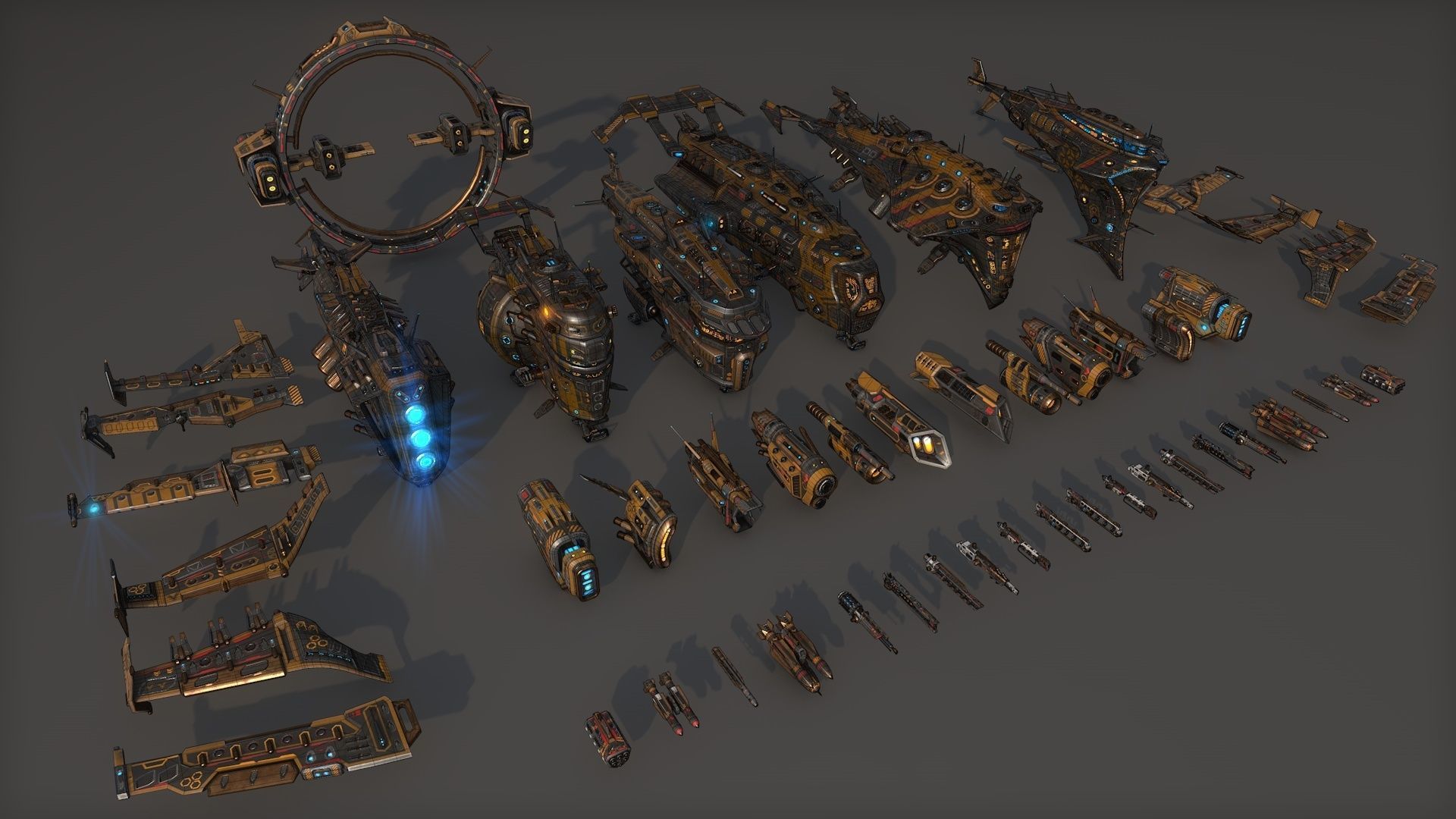 Mega Spacecraft Modular Pack Low-poly 3D model_11