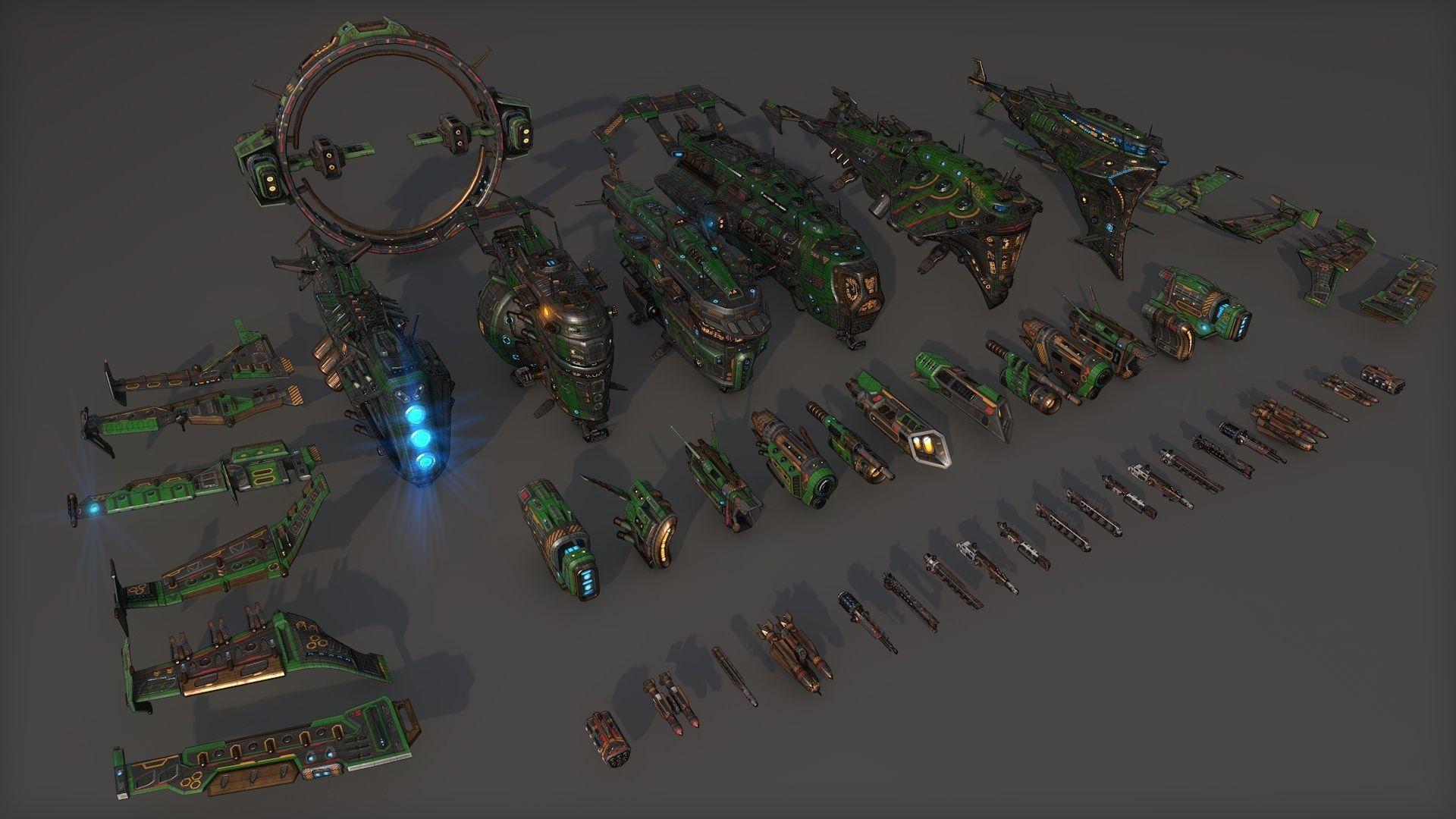 Mega Spacecraft Modular Pack Low-poly 3D model_9