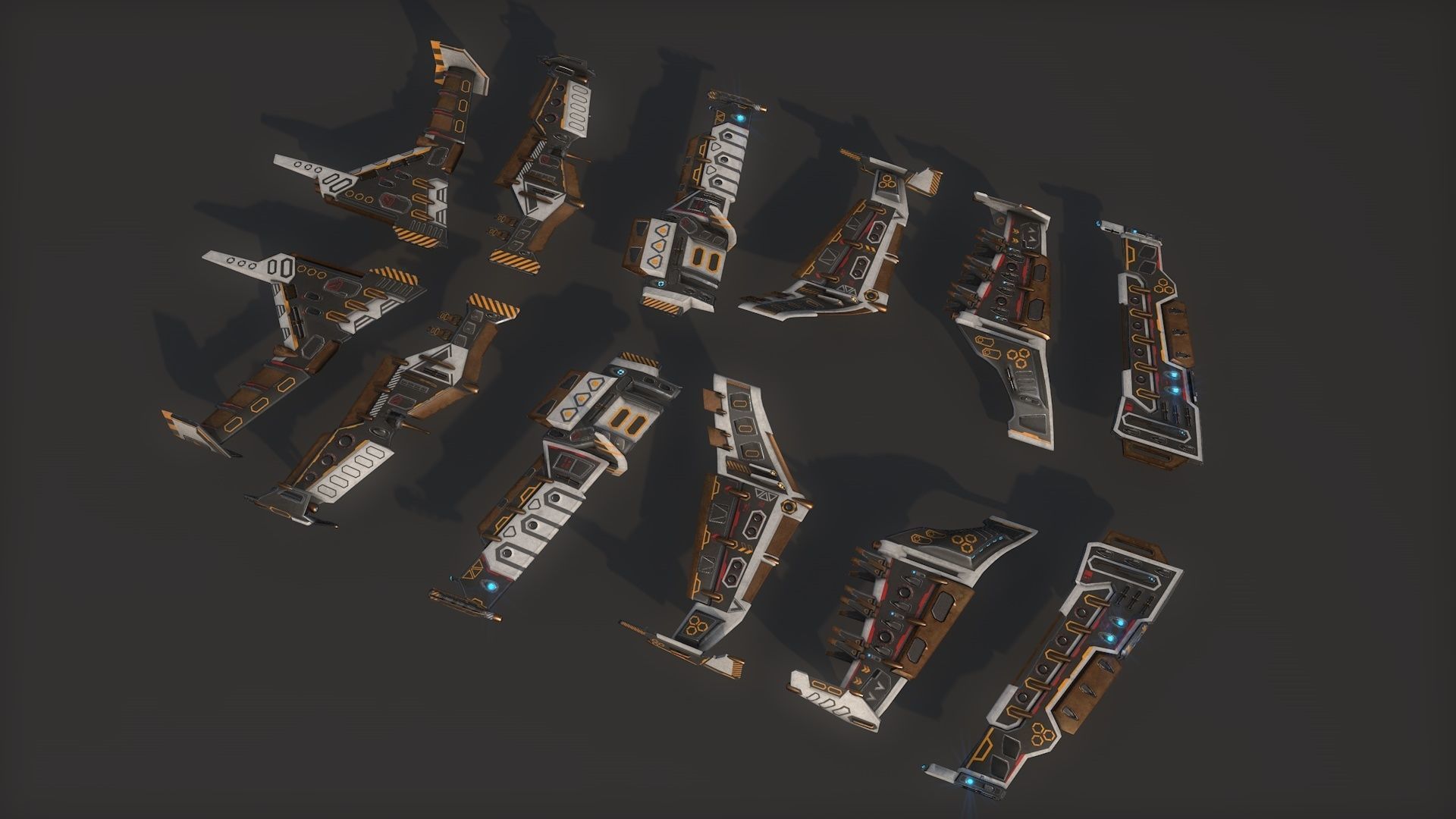 Mega Spacecraft Modular Pack Low-poly 3D model_26