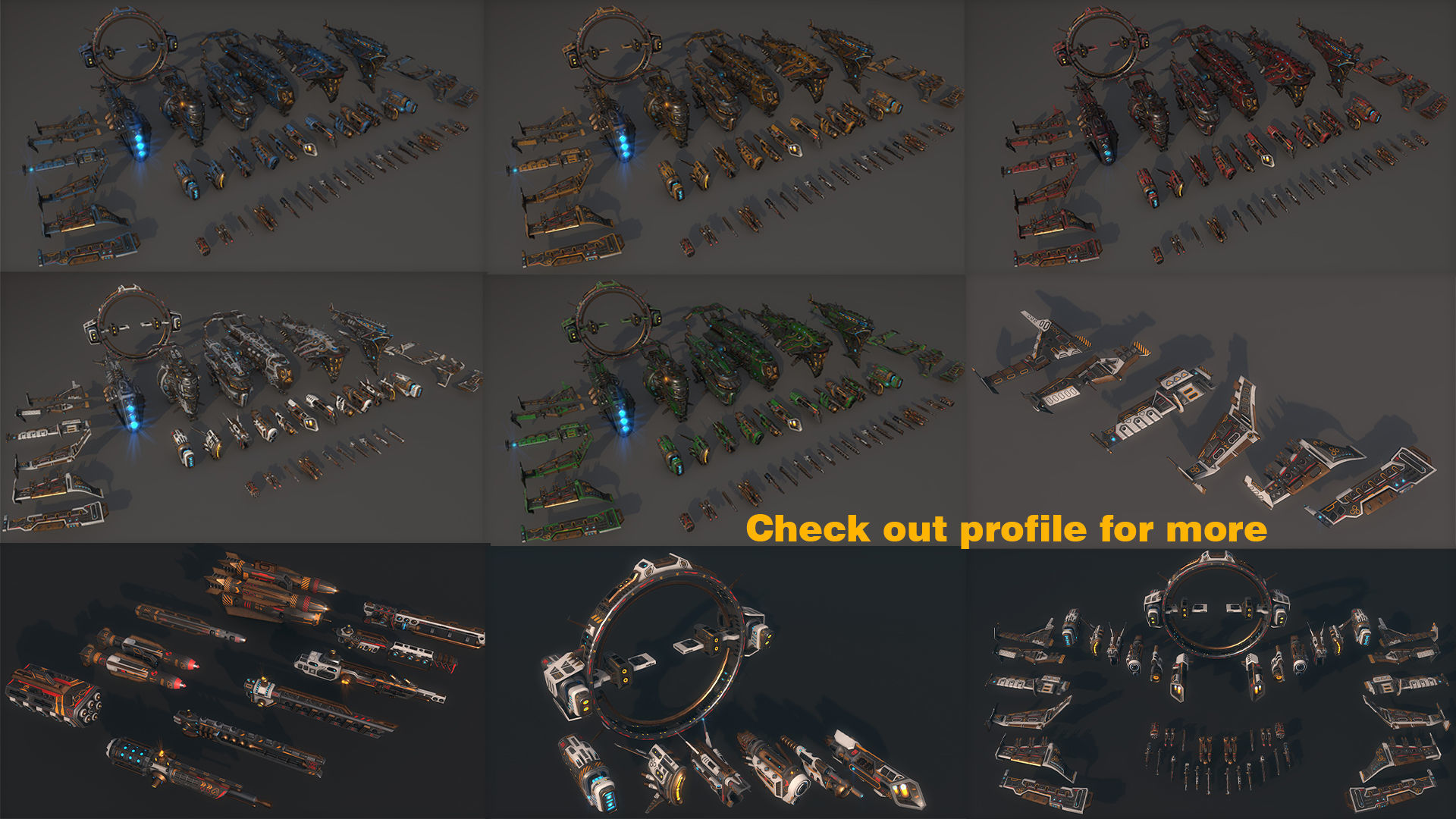 Mega Spacecraft Modular Pack Low-poly 3D model_19